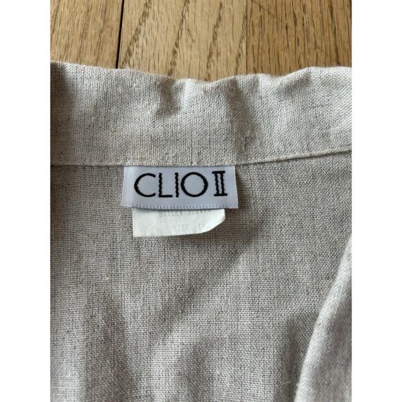 VTG CLIO Linen Jacket Lightweight Shoulder Pads Pockets Sz XL - Picture 4 of 8